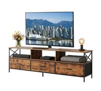 Relaxdays Mueble TV bajo Negro con cajones de Tela, 50 x 170 x 40 cm | MDF y metal, para multimedia
