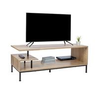 Relaxdays Mueble TV con 3 estantes Abiertos, para Pantallas hasta 55", 40x106x39,5 cm, Natural y Negro