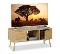 Relaxdays Mueble TV efecto ratán marrón claro