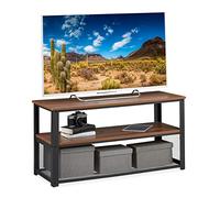 relaxdays Mueble TV, Mesa Auxiliar Sofá, Centro, Salón, Industrial, Aglomerado-Acero, 1 Ud, 51 x 100 x 40 cm, Marrón