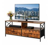 Relaxdays Mueble TV Negro Industrial con cajones de Tela, 50 x 120 x 40 cm