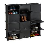 Relaxdays Mueble zapatero negro 24 compartimentos negro