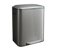 Relaxdays Mülleimer 2 Fächer 2 Compartimentos, 2 x 20 l, Cubo Interior extraíble, Cierre Suave, Pedal de pie, Acero Inoxidable, Separador de Basura de Cocina, Color Plateado, plástico, Plata, 2X 20 l