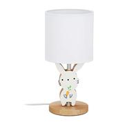Relaxdays Nachttischlampe Lámpara Infantil de mesilla de Noche, Niñas, Pantalla de Tela, Conejo, 36x17 cm, Blanco