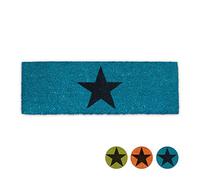 Relaxdays Narrow Doormat Star Felpudo Estrella para la Entrada, 1.5 x 75 x 25 cm, Fibra de Coco y PVC, Antideslizante, Color Azul, Caucho, 1,5 x 75 x 25 cm