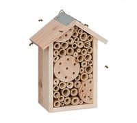 Relaxdays Nido para Abejas Solitarias, Hotel para Insectos, Madera, Exteriores, Colgante, 21 x 15,5 x 9 cm, Natural