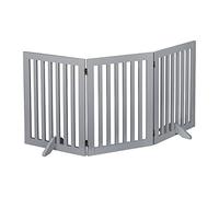 Relaxdays Barrera Seguridad Niños, Valla Protectora Plegable, 70 x 154 cm, Cerca Perros y Mascotas, con Patas, Gris, Tablero de Fibras