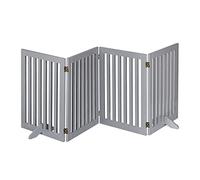 Relaxdays Barrera Seguridad Niños, Valla Protectora Plegable, 70 x 207 cm, Cerca Perros y Mascotas, con Patas, Gris, Tablero de Fibras
