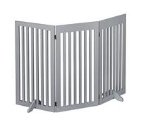 Relaxdays Barrera Seguridad Niños, Valla Protectora Plegable, 92 x 154 cm, Cerca Perros y Mascotas, con Patas, Gris, Tablero de Fibras