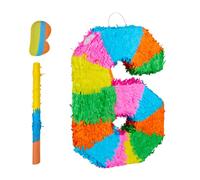 Relaxdays Piñata Arcoíris para Cumpleaños, Infantil, 50,5 x 35,5 x 7,5 cm, Colorida