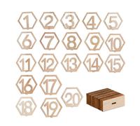 Relaxdays Números de mesa boda 1-20 hexagonales marrón claro