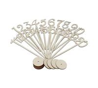 Relaxdays Números de Mesa para Bodas, Marcasitios Eventos, Carteles Numerados 1-20, 35x7,5 cm, Madera, Natural