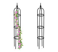 Relaxdays Set de 2 obeliscos 100 cm negro