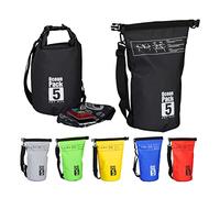 Relaxdays Ocean Pack, 5 L, Impermeable, Bolsa de Transporte, Negro | Saco estanco ligero, vela, esquí, snowboard