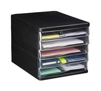 Relaxdays Oficina Organizador Escritorio con 5 Cajones, Plástico, Negro, 24,5 x 26,5 x 34 cm