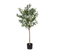 Relaxdays Olivo Artificial, Árbol de Plástico Realista, 120 cm de Alto, Decoración Hogar y Oficina, Verde y Marrón, Piedra