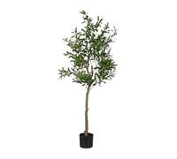 Relaxdays Olivo Artificial, Árbol de Plástico Realista, 150 cm de Alto, Decoración Hogar y Oficina, Verde y Marrón, Piedra
