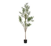 Relaxdays Olivo artificial decorativo verde oscuro,marrón claro,negro