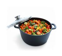 Relaxdays Olla con tapa de vidrio negro,plata,transparente