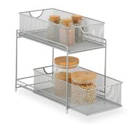 Relaxdays Organizador armario cocina de metal blanco,plata