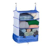 Relaxdays Organizador armario colgante 4 espacios blanco,azul oscuro