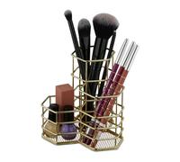 Relaxdays Organizador brochas 3 compartimentos oro