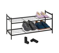 Relaxdays Organizador Calzado Metálico, Apilable, 2 Baldas, Zapatero 6 Pares Zapatos, 33,5 x 70 x 26 cm, Color Negro