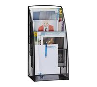 Relaxdays Organizador Cartas 4 Compartimentos, Metal, Negro, HxLxP: 60x30x22 cm, Acero, 22x30x60 cm