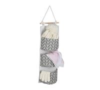 Relaxdays Organizador Colgante, 3 Bolsillos, Algodón, 74 x 20 cm, Almacenamiento Pared Baño, Pasillo, Oficina, Gris