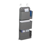 Relaxdays Organizador Colgante, 2 Compartimientos, Puerta y Pared, Almacenamiento Ganchos para Colgar, 75x31x10 cm, Gris, Tela no Tejida