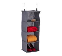 Relaxdays Hängeregal Kleiderschrank 4 Fächer Organizador Colgante Armario 4 Compartimentos, Tela, 97x30x30cm, 2 Ganchos, Almacenaje de Ropa, Gris, Tejida