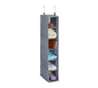 Relaxdays Organizador Colgante Armario, 6 Compartimentos, Tela, 92x15,5x30 cm, 2 Ganchos, Almacenaje Suspendido, Gris, Poliéster