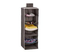 Relaxdays Organizador Colgante Armario, 6 Compartimentos, Tela, 96 x 32 x 31 cm, Estantería Plegable Ropa, Antracita, Tejida