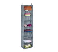 Relaxdays Organizador Colgante Armario, 8 Compartimentos, Tela, 140 x 36 x 20 cm, Camping, Almacenaje Suspendido, Gris