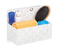 relaxdays Organizador Colgante, Cesta de baño, Neceser de Pared, 20 x 25 x 16,5 cm, 1 Ud, Blanco