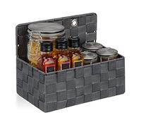 relaxdays Organizador Colgante, Cesta de baño, Neceser de Pared, 20 x 25 x 15 cm, 1 Ud, Gris