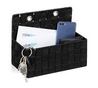 relaxdays Organizador Colgante, Cesta de baño, Neceser de Pared, 20 x 25 x 16,5 cm, 1 Ud, Negro