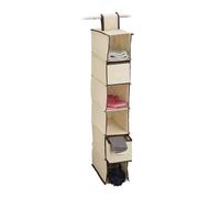 Relaxdays Organizador colgante de tela beige,marrón oscuro