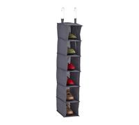Relaxdays Organizador Colgante Armario Estrecho, 6 Compartimentos, Tela, 99 x 15 x 30 cm, 2 Ganchos, para Colgar Zapatos, Gris, Tablero de Fibras