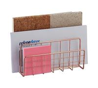 Relaxdays, Color Oro Rosa Organizador Correo para Escritorio 3 Compartimentos Alambre, Portadocumentos Vertical 14x17,5x8cm, Hierro, 14 x 17,5 x 8 cm