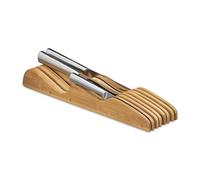 Relaxdays Organizador de 7 Cuchillos para Cajones de Cocina, Reposacuchillos, Bloque Bambú Natural, 5x9,5x40cm, Marrón