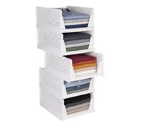 Relaxdays organizador de armario, set de 5, apilable, 18,5×33,5×43 cm, caja organizadora ropa, polipropileno, blanco
