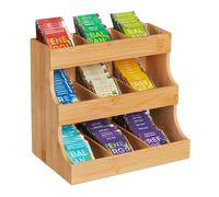 Relaxdays Organizador de bolsitas de té 9 espacios marrón claro