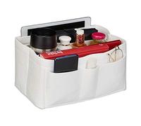 Relaxdays Organizador de Bolsos, de Fieltro, con Muchos Compartimentos, Separador Extraíble, Tela, Tamaño L, Blanco