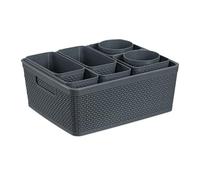 Relaxdays Organizador de Cajones, Set 10 Piezas, Cajas Organización Baño, Diferentes Tamaños, Plástico, Cestas, Gris