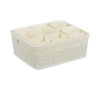 Relaxdays Organizador de Cajones, Set 10 Piezas, Cajas Organizadoras Baño, Diferentes Tamaños, Plástico, Cestas, Blanco