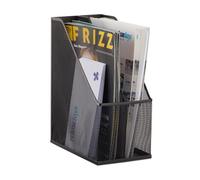 Relaxdays Organizador de Documentos con 2 Compartimentos, Metal, Negro, 31.5 x 14.3 x 25 cm