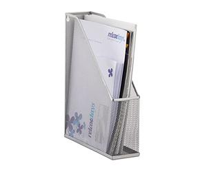 Relaxdays Organizador de Documentos para Escritorio, Metal, Plateado, 31.5 x 7.2 x 25 cm