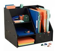 Relaxdays Organizador de escritorio A4 negro