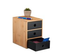 Relaxdays Organizador de escritorio con 3 cajones marrón claro,negro